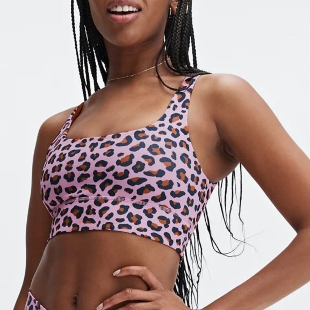 Fabletics Pink Leopard Harlyn Sports Bra - Size S